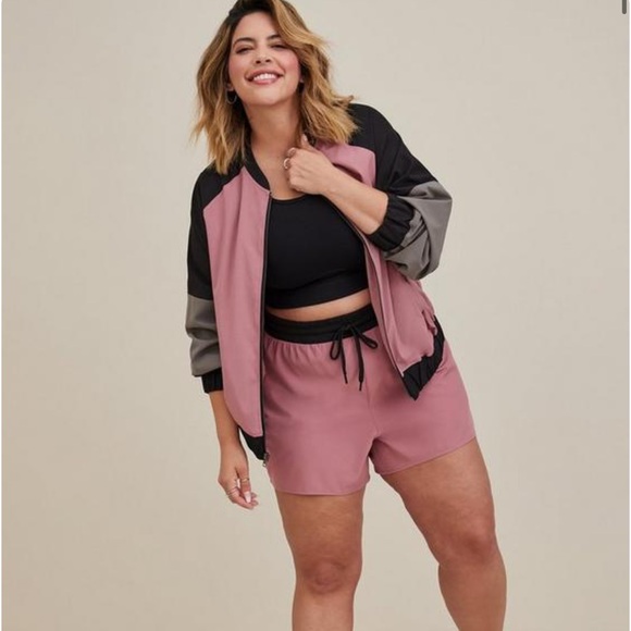 Torrid LoveSick Color Block Bomber - Stretch Woven Mauve Wash Size 2 - Picture 2 of 9